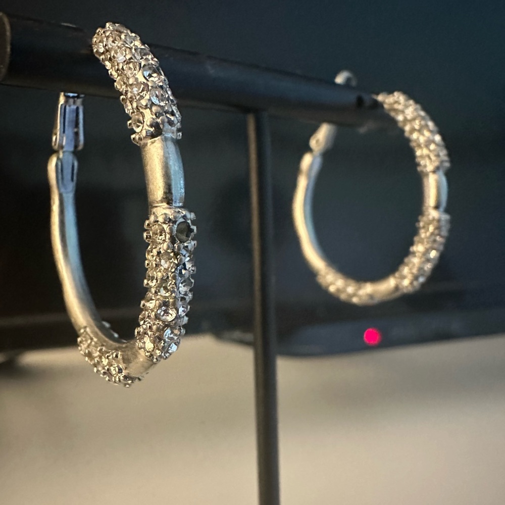 Lia Sophia Silver Textured Hoop Earrings